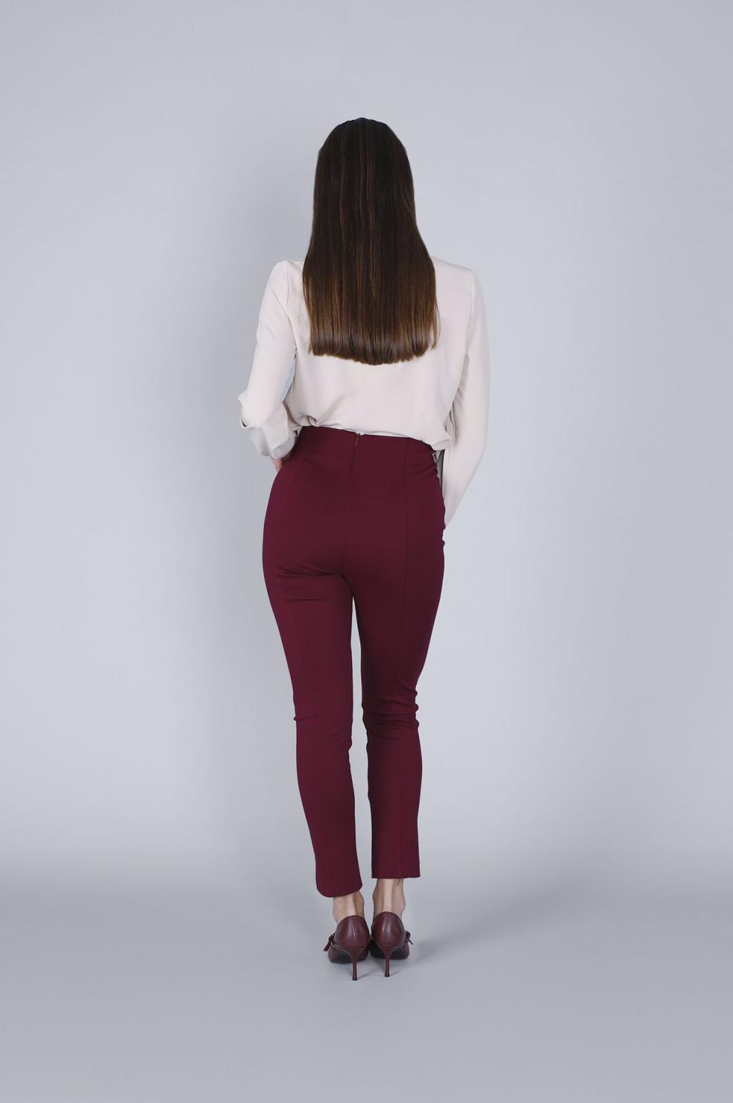 Pantaloni skinny vita alta tessuto elasticizzato burgundy Cafè Noir