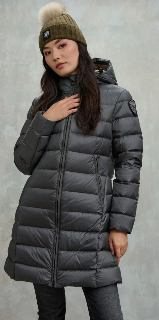 Piumino lungo a righe Agnes Blauer