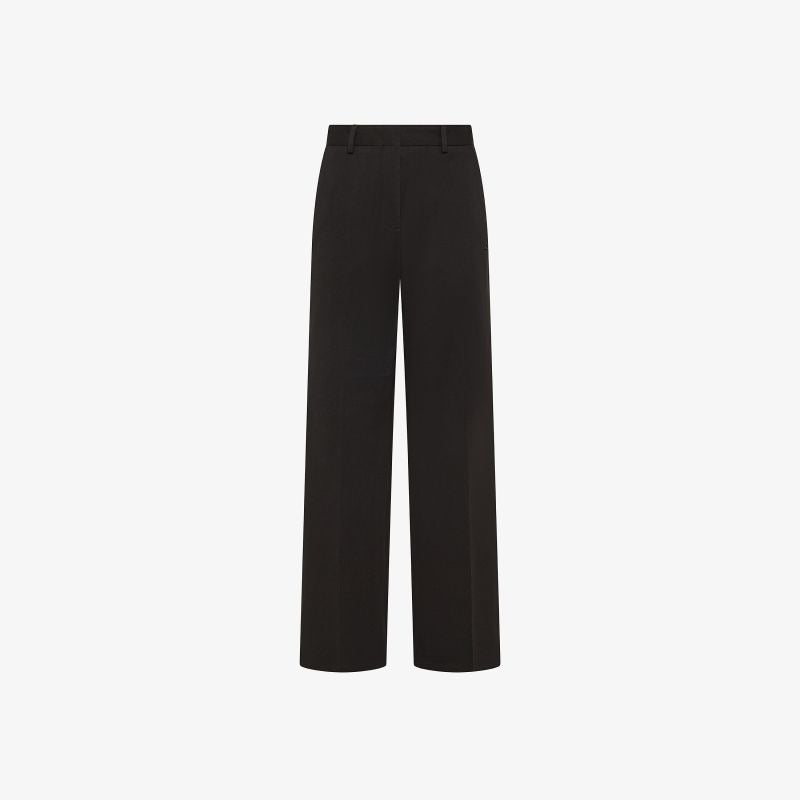 Pantaloni wide leg in piquet di cotone nero Sun68