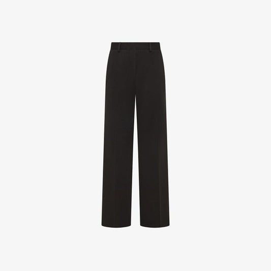 Pantaloni wide leg in piquet di cotone nero Sun68