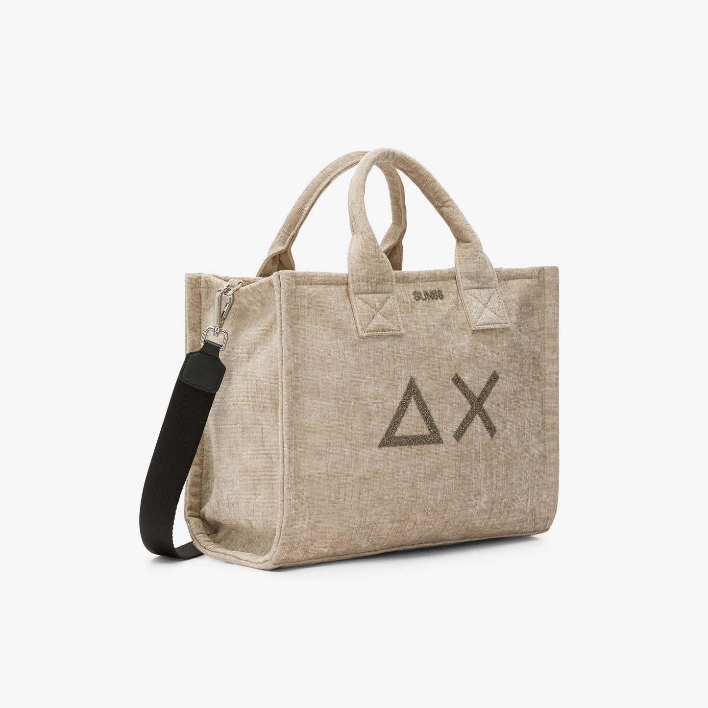 Shopping bag midi Cali in velluto beige