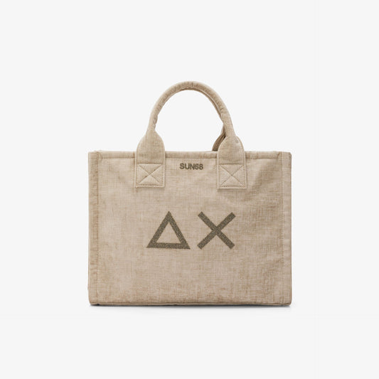 Shopping bag midi Cali in velluto beige