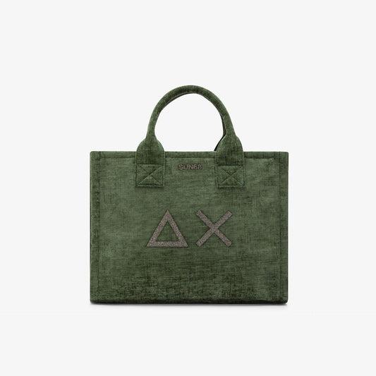 Shopping bag midi Cali in velluto verde prato