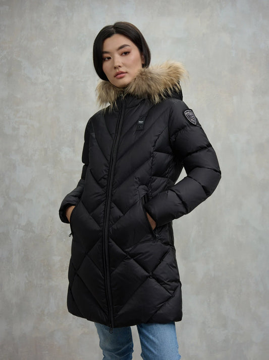 Piumino lungo a linee geometriche Althea