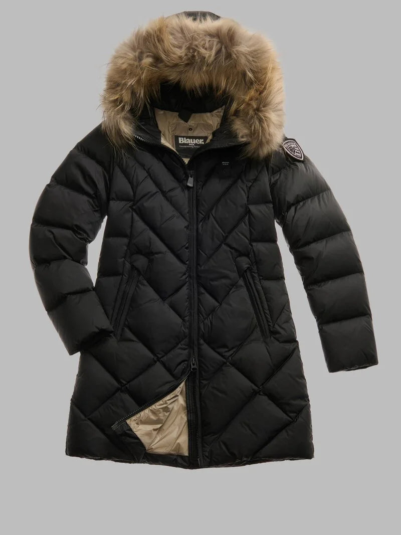 Piumino lungo a linee geometriche Althea