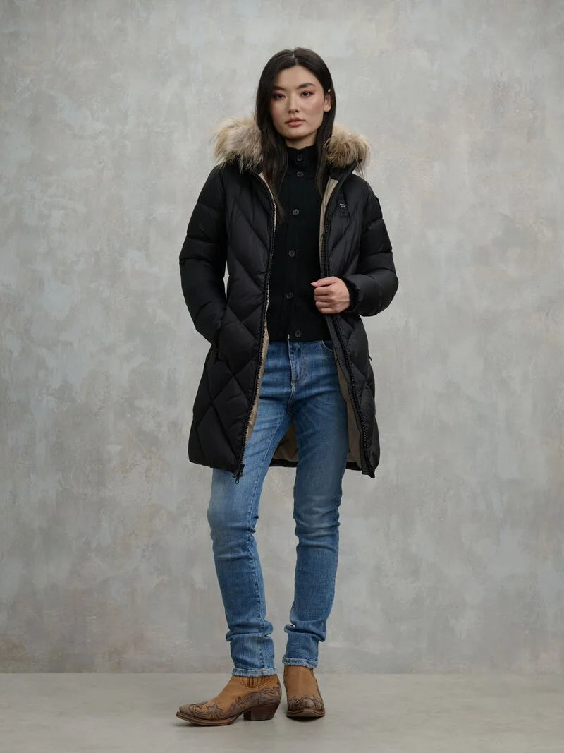 Piumino lungo a linee geometriche Althea