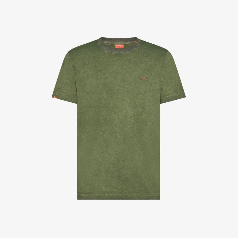 T-shirt in jersey di cotone verde scuro Sun68