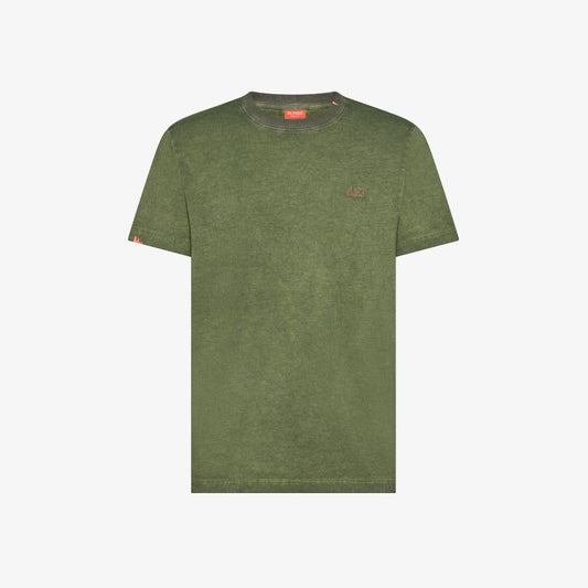 T-shirt in jersey di cotone verde scuro Sun68