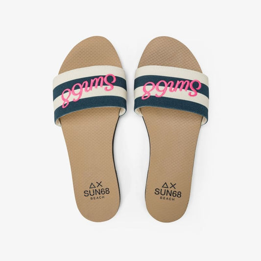Ciabatte con logo SUN68 bianco panna/blu navy Sun68