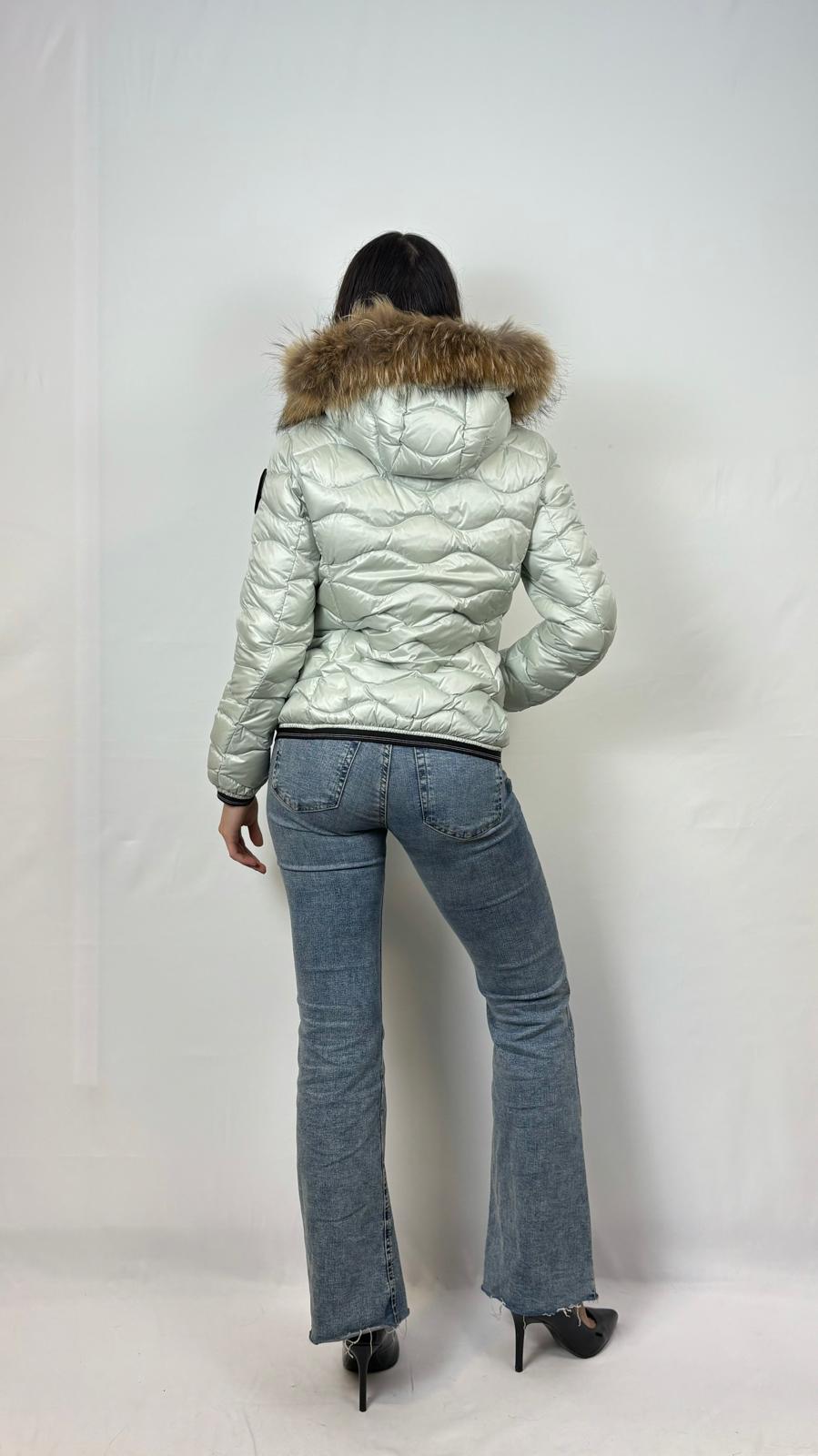 Piumino ad onde con pelo Blauer Aldie