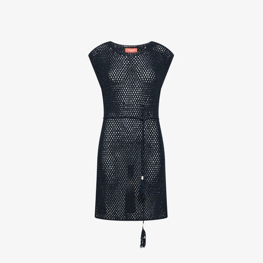 Abito in maglia crochet di cotone blu navy sun68