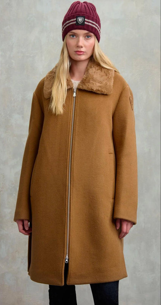 Cappotto con colletto in pelliccia Elmira Blauer