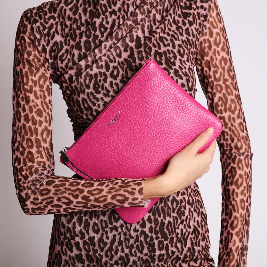 Tris pochette in pelle Citylife colore fucsia Tosca Blu