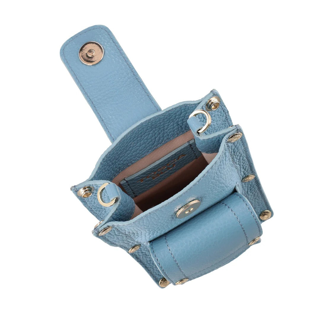 Portacellulare in pelle Elodie con tracolla colore azzurro Tosca Blu