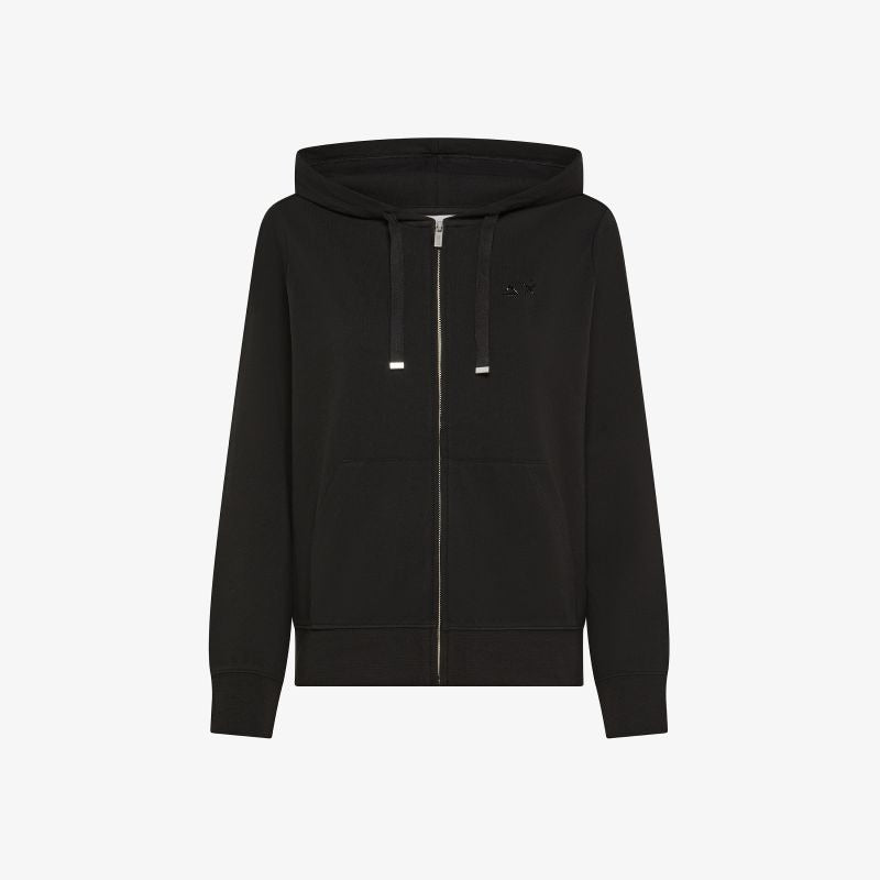 Felpa in piquet di cotone con zip nero Sun68