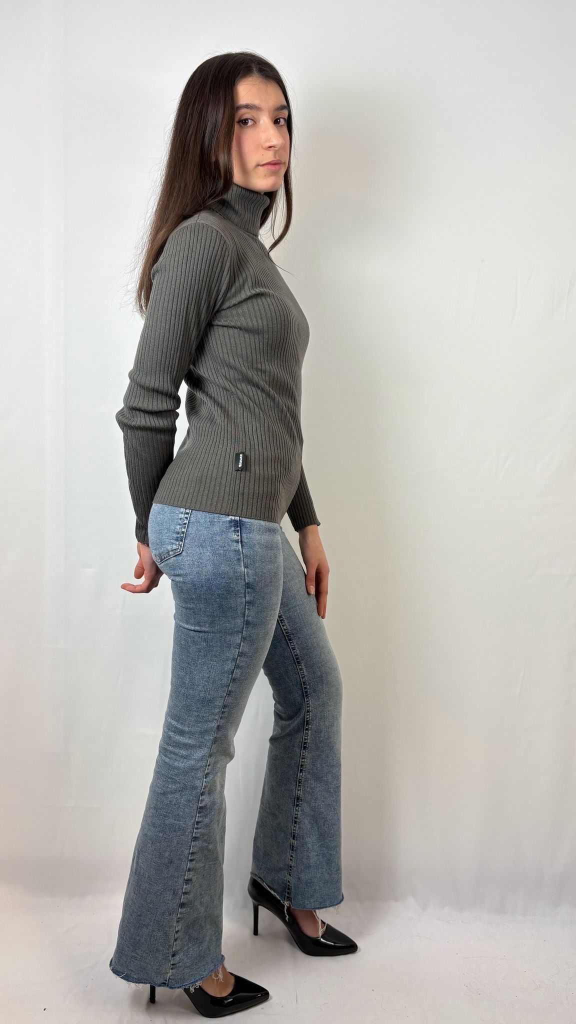 Maglia costina collo alto Livermore Blauer