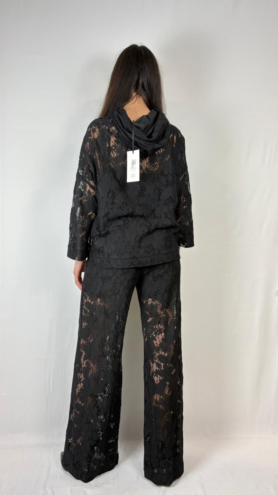 Felpa con Cappuccio in Pizzo Cafè Noir