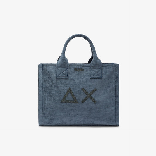 Shopping bag midi Cali in velluto avio