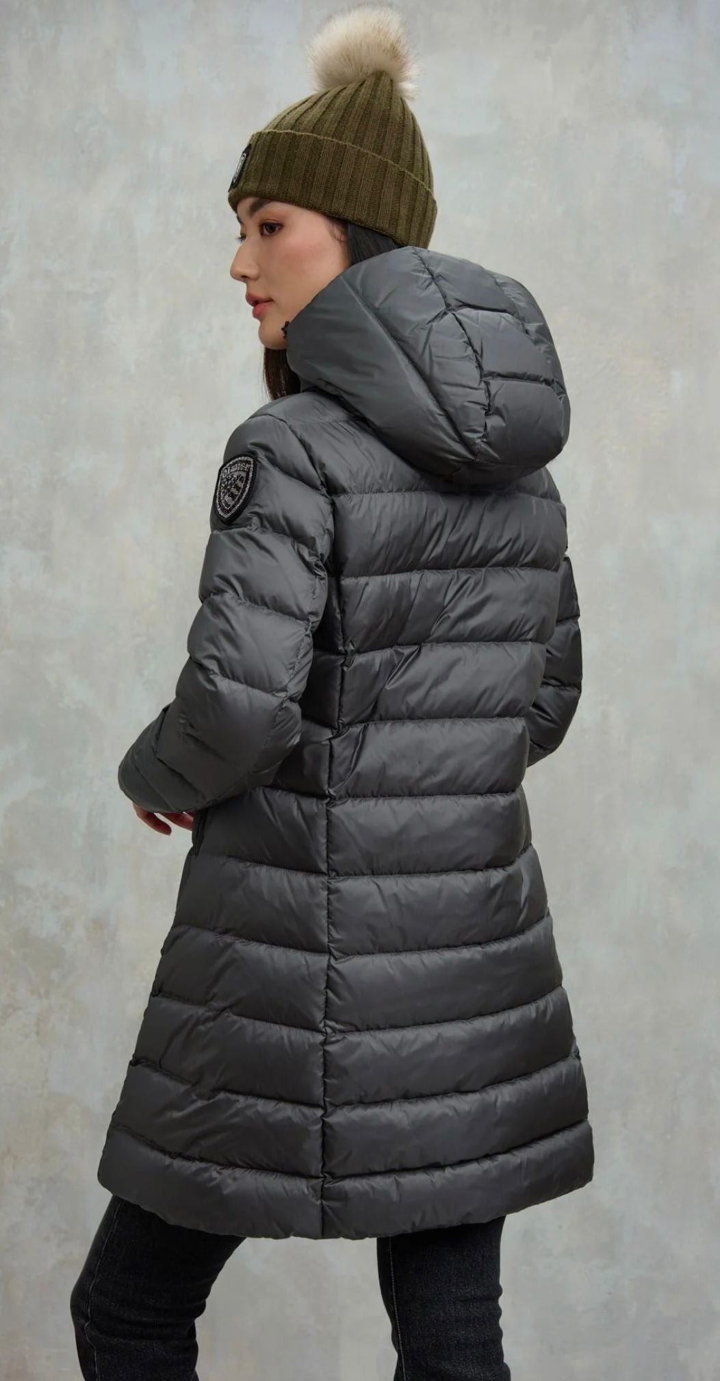 Piumino lungo a righe Agnes Blauer