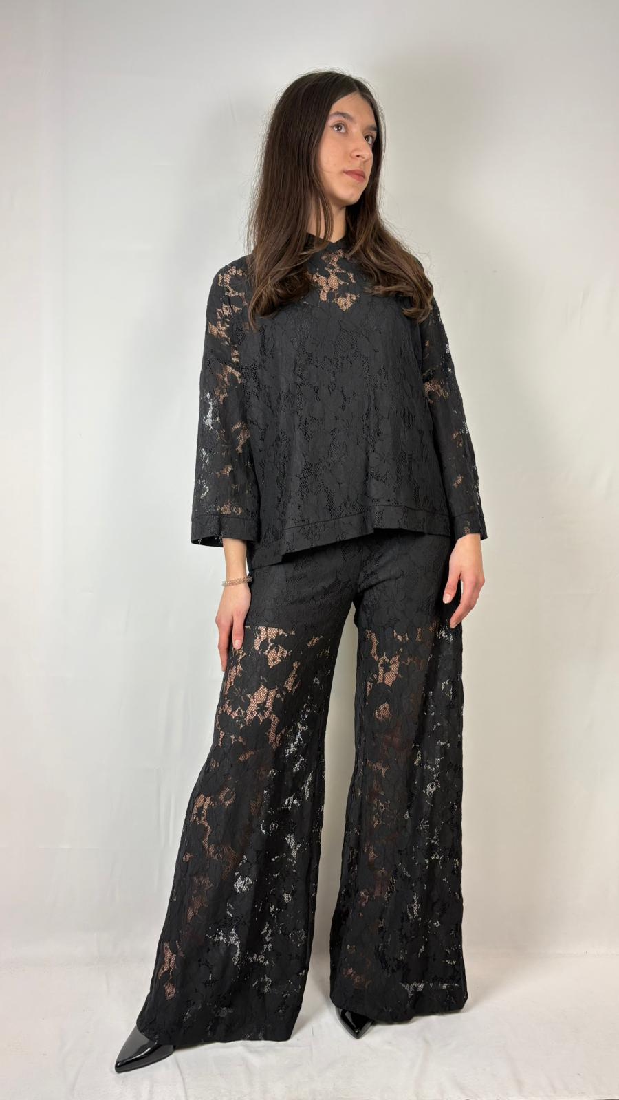 Felpa con Cappuccio in Pizzo Cafè Noir