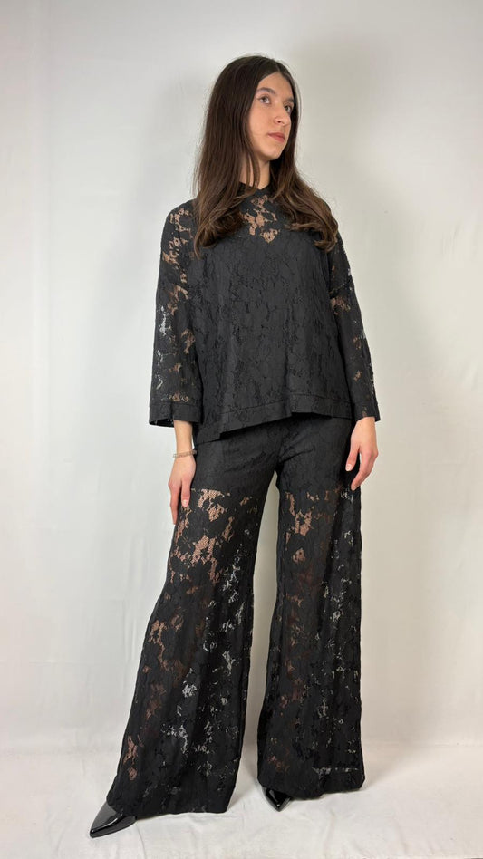 Felpa con Cappuccio in Pizzo Cafè Noir