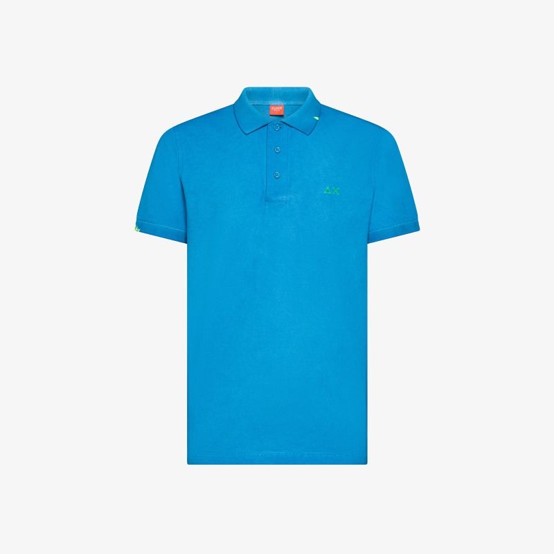 Polo con trattamento vintage in piquet di cotone turchese Sun68