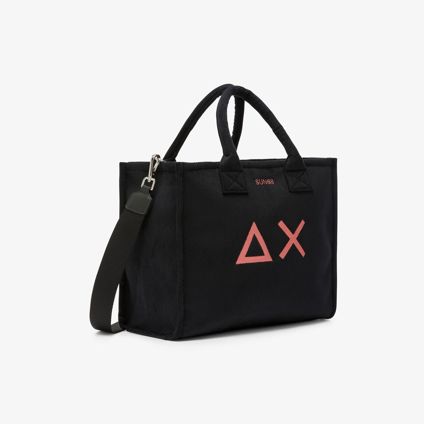 Shopping bag midi Cali in velluto con logo nero