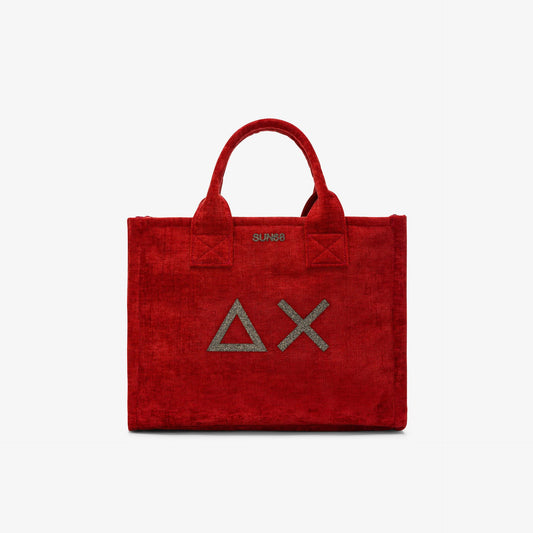 Shopping bag midi Cali in velluto rosso