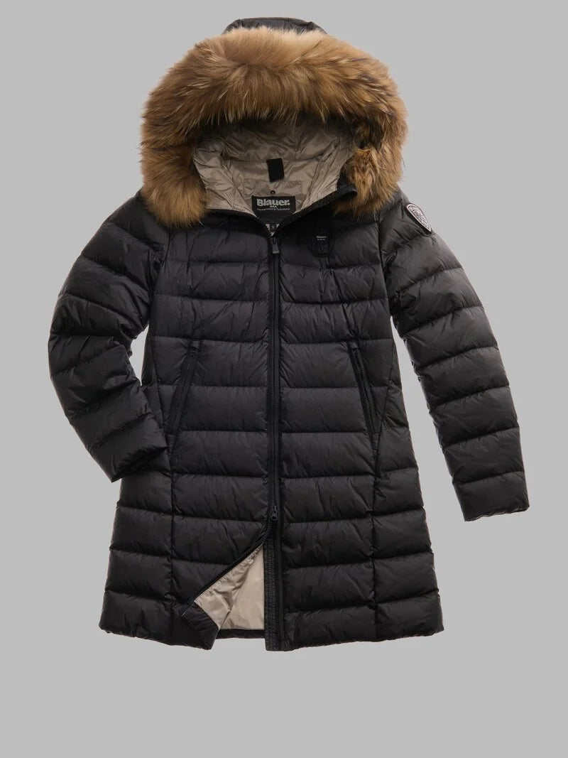 Piumino lungo con pelliccia Kristin